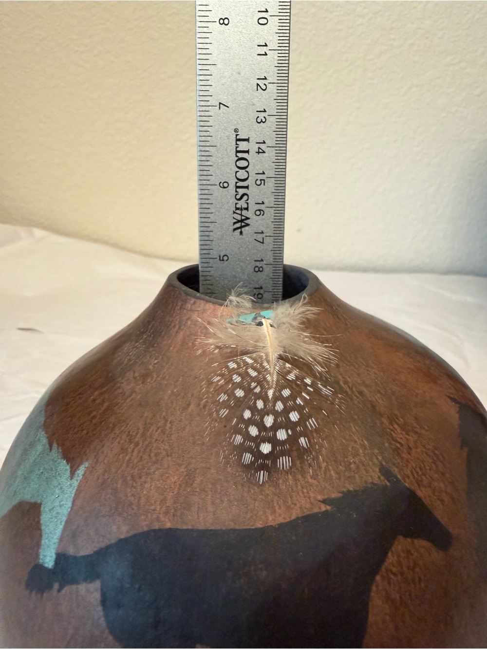 Galloping horses Handcrafted copper bronze Horse Motif Decorative Gourd Vase - Picture 9 of 10